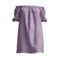 thumbnail image 3 of Kukoosong Women's Off The Shoulder Mini Dress, Short Sleeve Flowy Dress, Casual Summer Beach Sundress, Lightweight Button Up Pocket Loose Fit Dress, 3 of 7