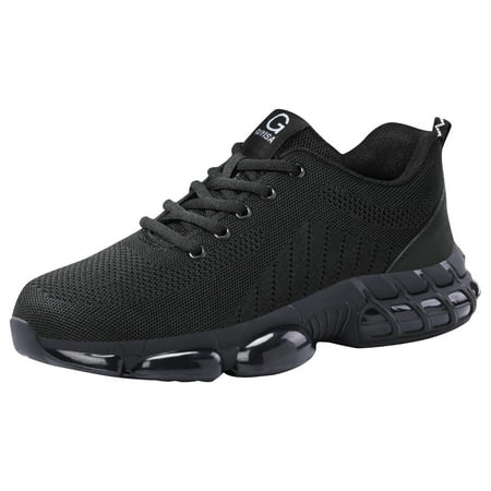 

CHOII Clearance Men s High Top Safety Boots Steel Toe Training Shoes Puncture Resistant Industrial Construction Labor Shoes TPU Outsole Trainers Sneaker Fly Knit Breathable Upper Black/8.5