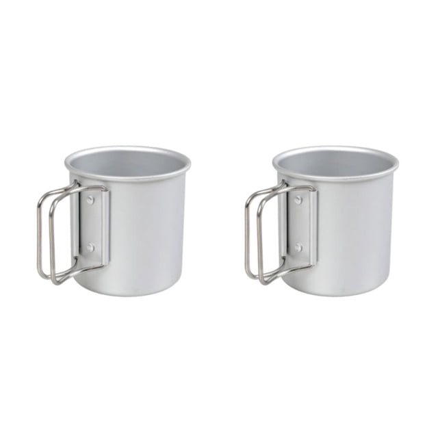 Wosthever Taza de aleación de aluminio, mango ligero de Metal, taza plegable, tazas de agua para café, pícnic al aire libre, Camping, viajes, Plata 2piezas