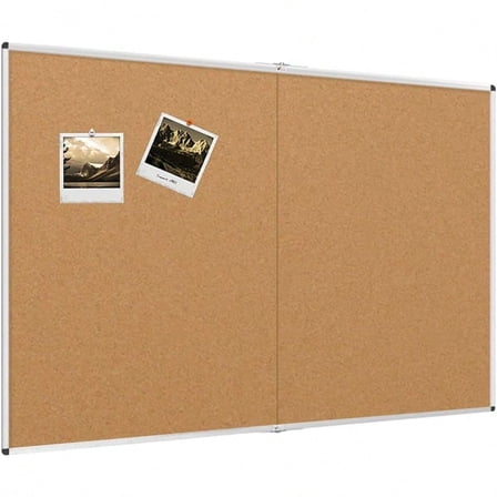 VIZPRO 60 X 36 Large Cork Bulletin Board Foldable WallMounted Notice Pin Board With Silver Aluminum Frame For School Home Office 5' X 3' Corkboard