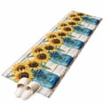 thumbnail image 2 of 2'x6' Rug Runners for Hallways Kitchen, Sunflower Non Slip Entryway Beside Floor Carpet Runner, Blue Bottle Yellow Floral Country Woodgrain Washable Laundry Room Bedroom Throw Rugs Mat for Family Pet, 2 of 8