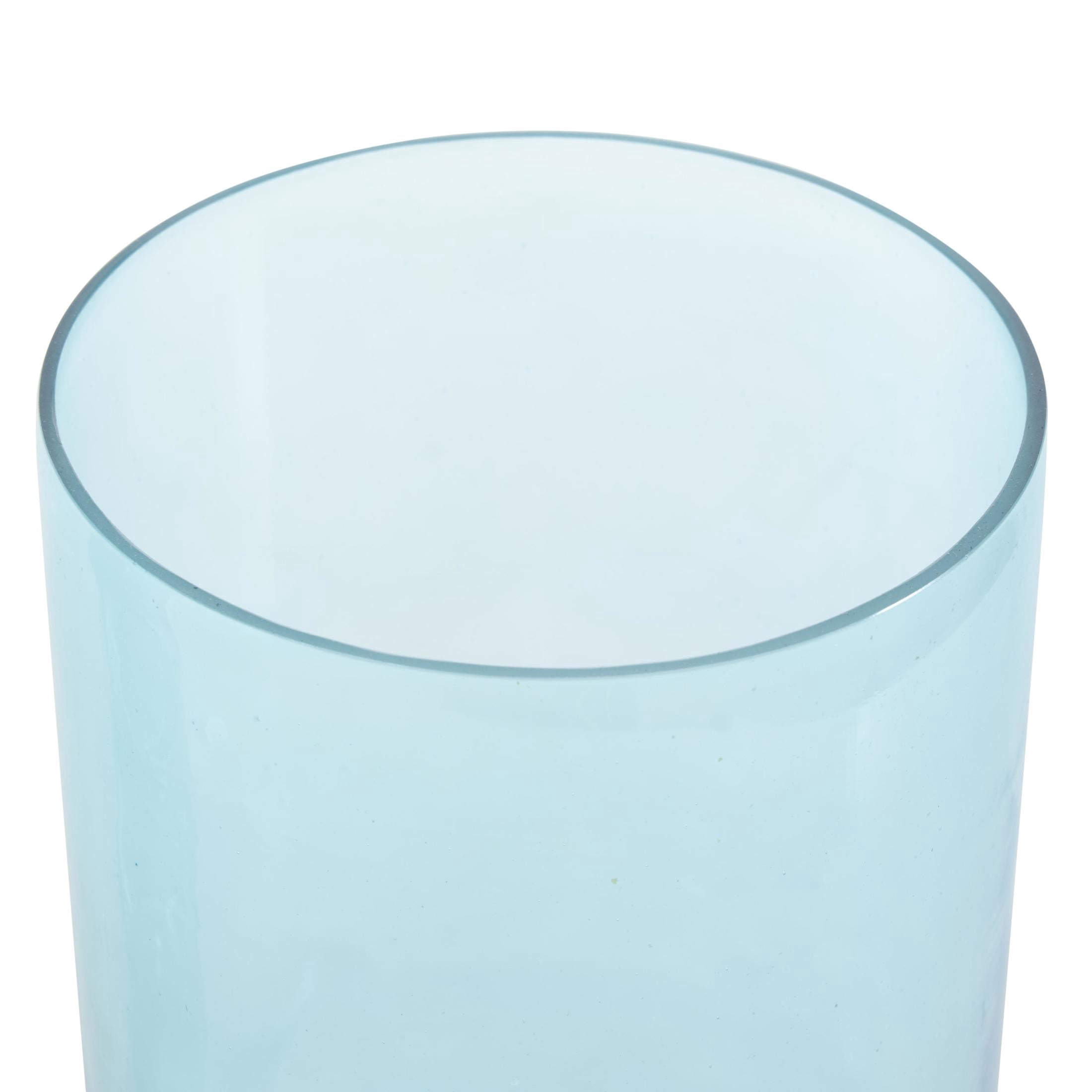 DecMode 14", 10"H Modern Round Blue Glass Vase, Set of 2