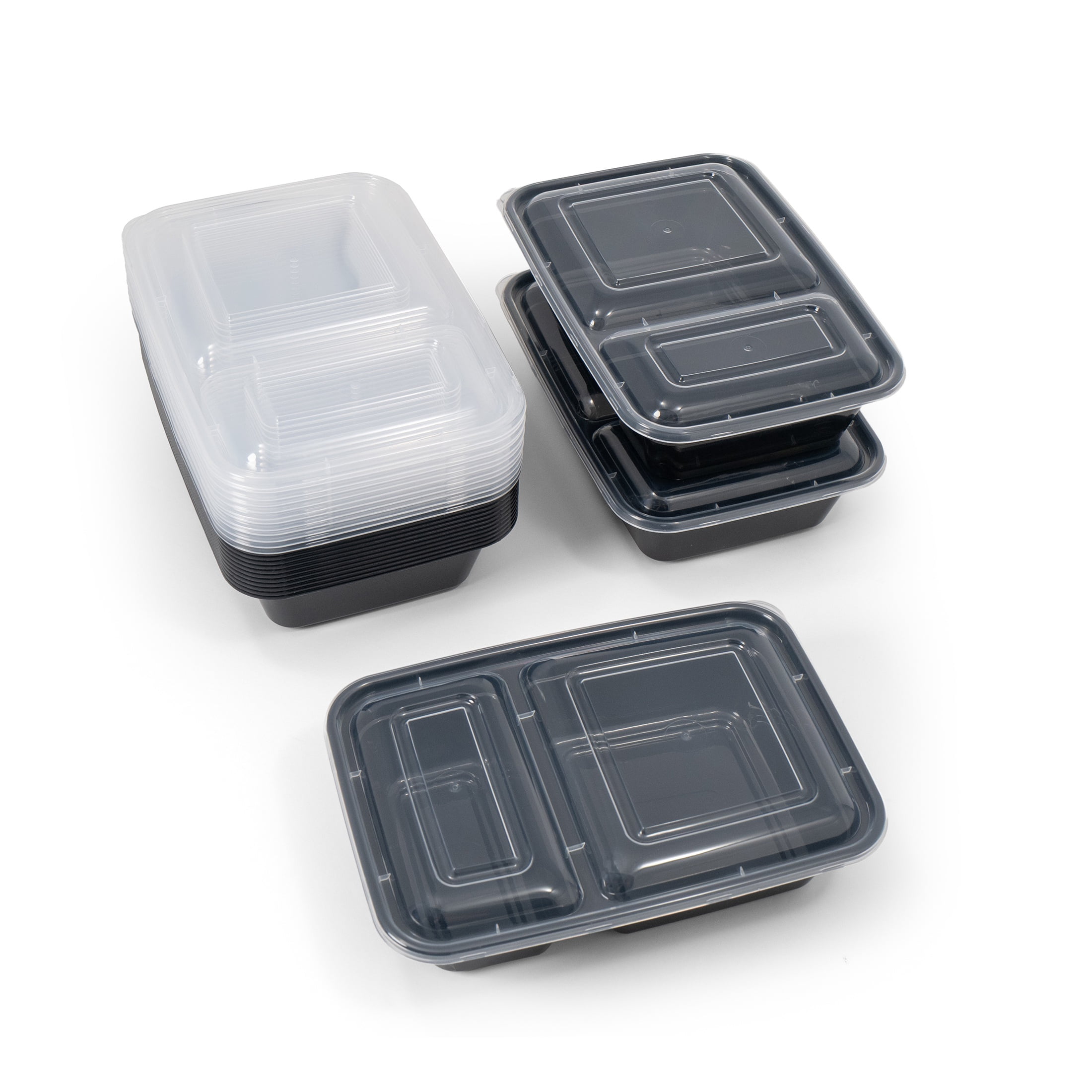 (3 pack) Mainstays 30-Piece (15 Containers + 15 Lids) with 2-Compartment Meal Prep, BPA-Free, Leak-Resistant, Microwave and Dishwasher Safe