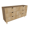 thumbnail image 2 of HomeRoots 59" Natural Scoop Handle Six Drawer Double Dresser, 2 of 5