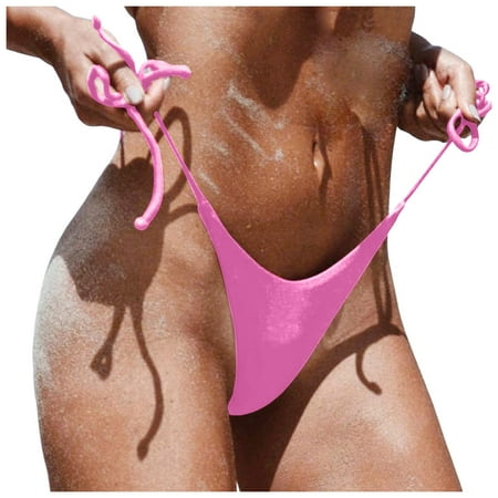 Women s Bikini Bottom High Waisted Lace Up Low Waist Brazilian Swimwear Briefs Beachwear Brazilian Side Tie Thong Bathing Bathing Suit Bottoms For Women Pink M