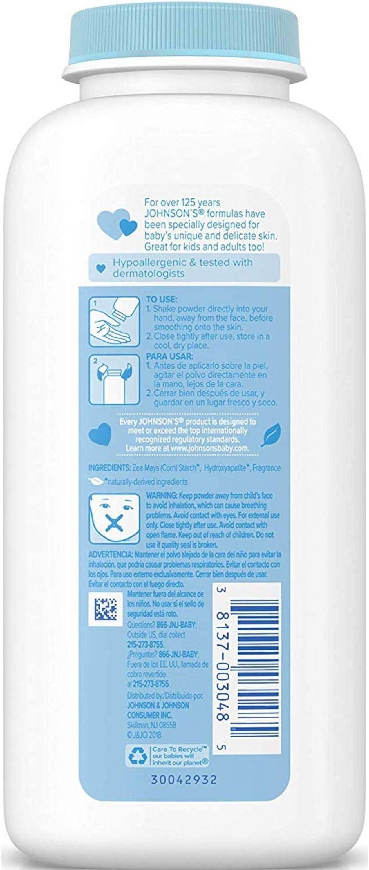2 Pack - JOHNSON'S Baby Powder, Pure Cornstarch with Soothing Aloe & Vitamin E 9 oz