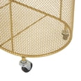 thumbnail image 4 of DecMode Gold Metal Oval Mesh Wire Rolling Laundry Storage Cart with Ring Handles, 4 of 13