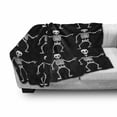 thumbnail image 3 of Skeleton Soft Flannel Fleece Throw Blanket, Simple Monochrome Pattern of Pointing Funny Spooky Halloween, Cozy Plush for Indoor and Outdoor Use, 70" x 90", Charcoal Grey and White, by Ambesonne, 3 of 6