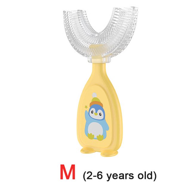 Venta caliente 2-12 años cepillo de dientes para niños en forma de U mordedor infantil cepillo de dientes para bebés cepillo de silicona para niños pequeños limpieza de cuidado bucal