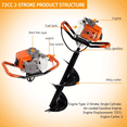 thumbnail image 6 of PRIJESSE 72CC Gas Powered 2-Stroke Earth Auger Post Hole Digger with 3", 5", 8" Bits +2 x 24" Rods, 6 of 7