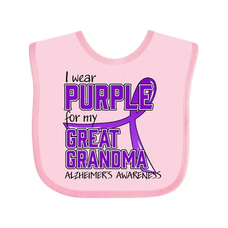 

Inktastic I Wear Purple for my Great Grandma- Alzheimers Awareness Gift Baby Boy or Baby Girl Bib