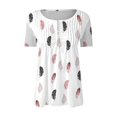 thumbnail image 4 of White Women's Short Sleeve T-shirt, Summer Tops For Women 2025 Trendy Boho Floral Print Tunic Shirts Short Sleeve V Neck Tshirt Casual Loose Blouse,Women's Short sleeve T-shirt 3XL, 4 of 5