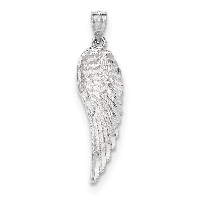 Pendentif Aile d'Ange Poli & Texturé en Or Blanc 14K