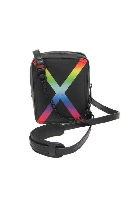 Pre-Owned Louis Vuitton Taiga Danube Messenger M30332 Men's Shoulder Bag Black,Multi-color