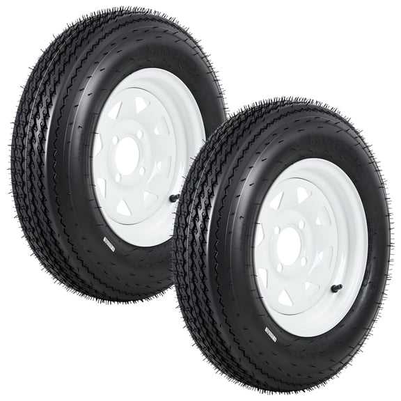M optimized Set of 2 Trailer Tires On Rim 5.30-12 530-12 530X12, Load Range C, 6PR, 4 Lug 12 In. White Spoke Wheel, 4 On 4" Durable Trailer Tire Travel/Camper/Utility/Boat