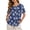 Blue Palm Tree, variant on Xoenoiee Tiger Tree Leaf Print Women's Cotton Linen Shirts Bohomian Graphic Blouse Summer 2026 Crew Neck Short Sleeve Loose Fit Tops with Decorative Buttons, M