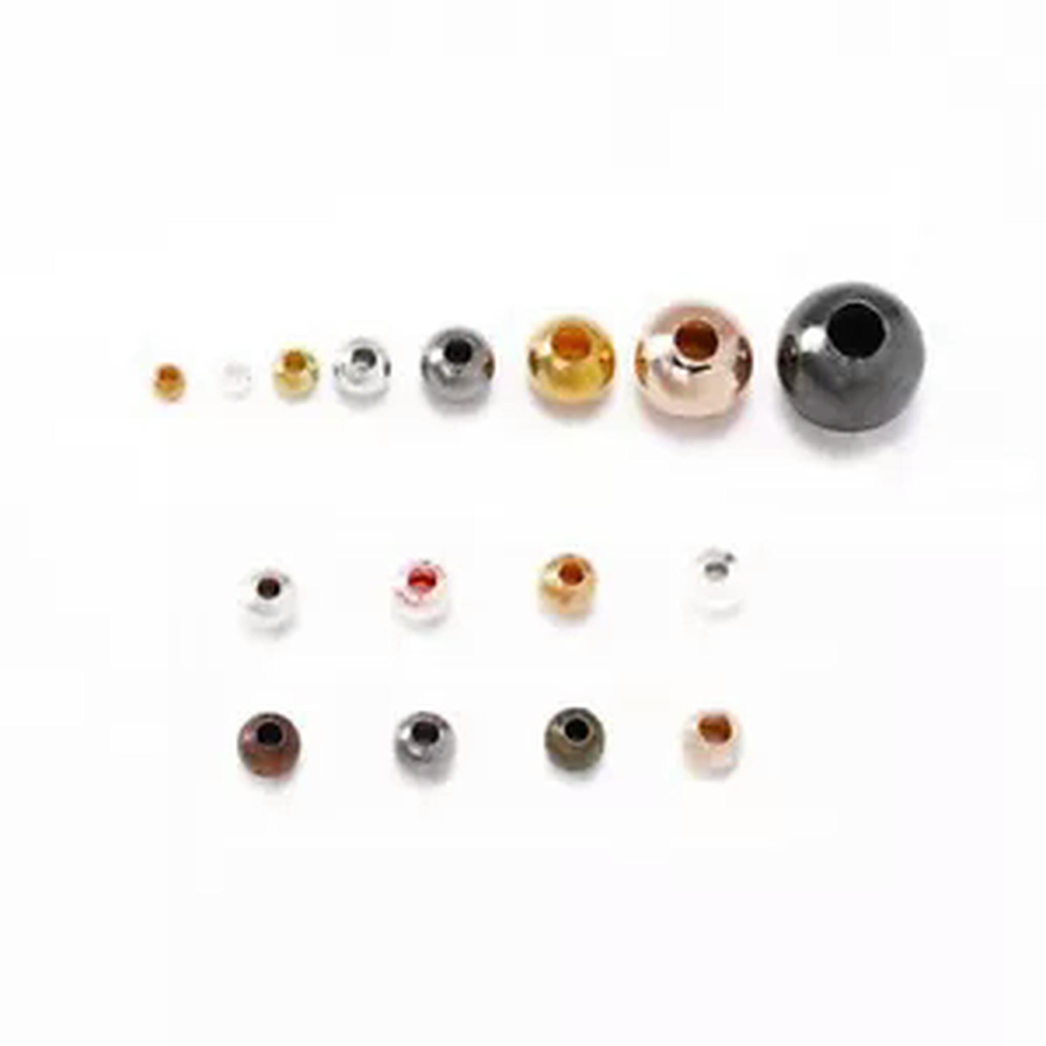 HOOUN 2~10MM 1000pcs Metal Ball Beads Round Loose Bead DIY Bracelet Necklace Jewelry-6MM-Colour Mixture