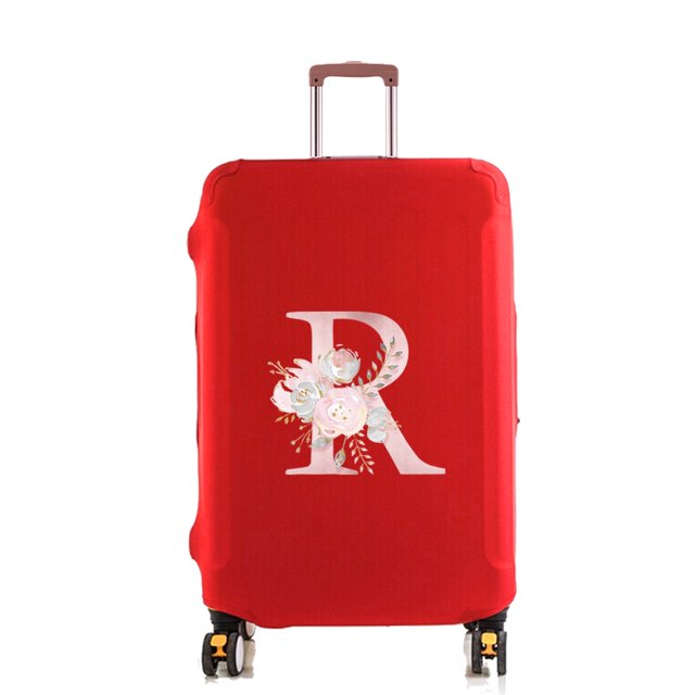 Luggage Cover Protector Elastic Dustroof Fashion Suitcase Dust Cover Fit 18-28 Inch Trolley Baggage Initials Pink Flower Print 8Pink flower R M