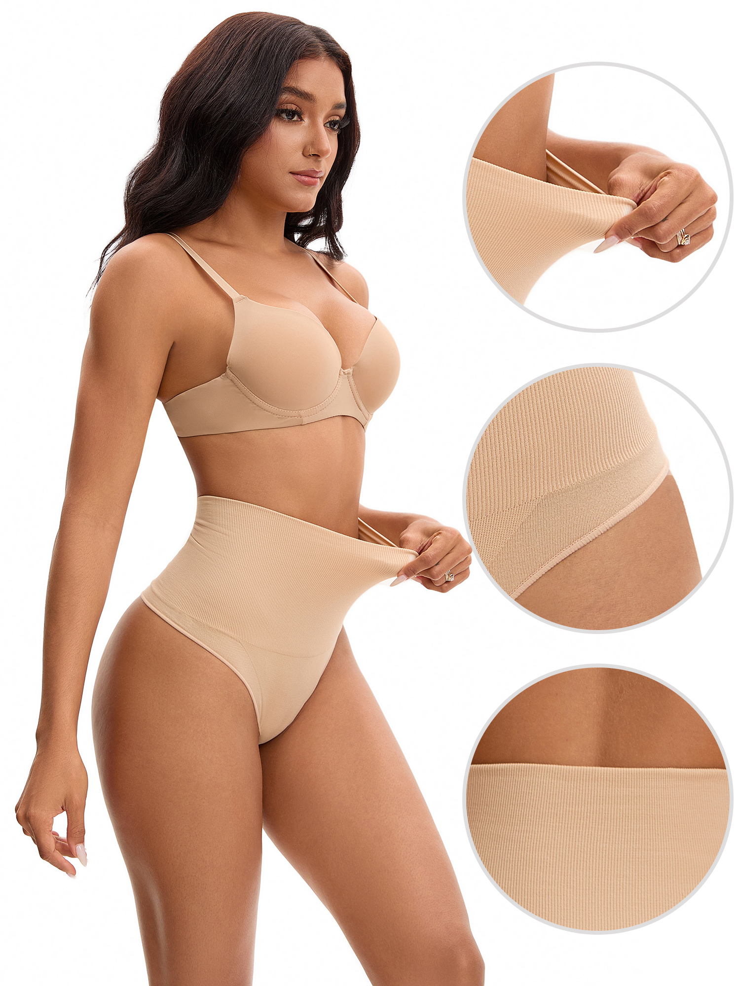 Unique Bargains Women's Tummy Control High Waist Shaping Panties M Beige