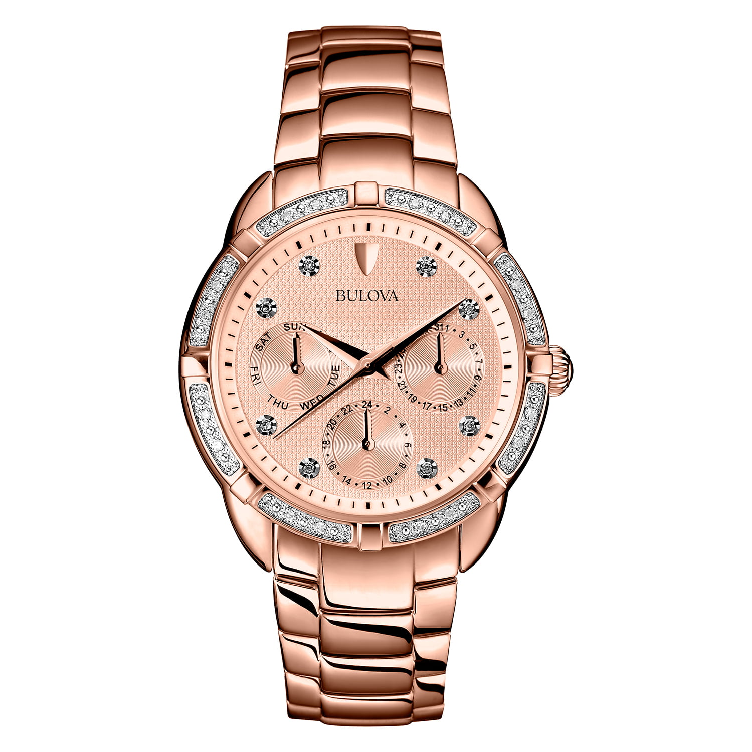 Bulova Factory Refurbished Women's Rose-Tone Diamond Accent Watch