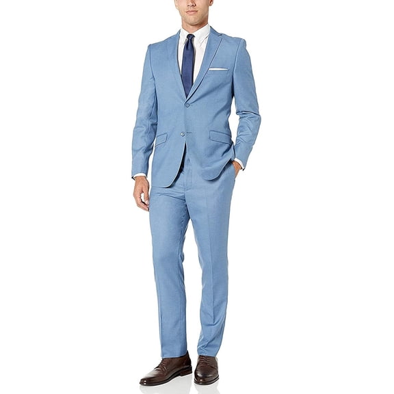 Adam Baker Men's Slim Fit Single Breasted Fine Textured 2-Piece Suit Set
