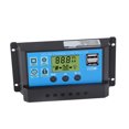 thumbnail image 2 of Controlador de carga solar de 30 A, regulador inteligente de batería de panel solar con puerto USB dual y pantalla digital., 2 of 14