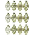 thumbnail image 3 of SLEETLY 12pk Christmas Tear Drop Finial Hanging Pendant Ornaments for Tree Holiday Xmas Decorations, Long 4 inch Big Shatterpoof Plastic, Gold, 3 of 10