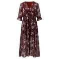 thumbnail image 4 of Baqcunre Fall Dresses For Women 2023 Women'S Summer Floral Printed Dress Casual V Neck Boho Flowy Sun Dresses Long Sleeve Dress Long Sleeve Dress For Women Womens Dresses Red Dress M, 4 of 8