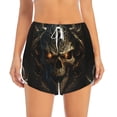 thumbnail image 2 of Hirioo Metal Evil Skull for Women's Double Layer Athletic Shorts High-Performance Gym Shorts with Inner Pocket, Elastic Waistband-Medium, 2 of 7