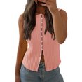 thumbnail image 4 of Slim Fit Women Sleeveless Button Down Knit Tank Tops, 4 of 7