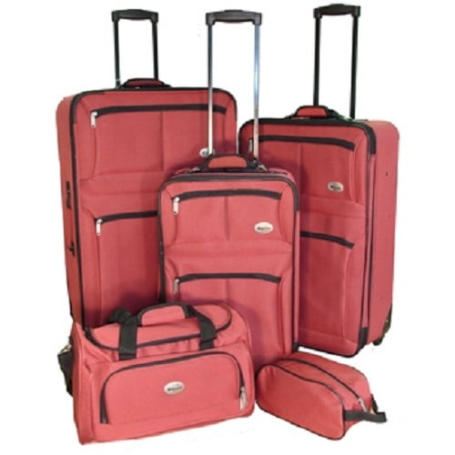 Confidence Fitness NEW 5 PIECE RED EXPANDABLE LUGGAGE SET WHEELED