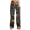 thumbnail image 2 of Zorvxlyn Halloween Women's Pajama Pants Ghost Pumpkin Spider Web Graphic Women Pajama Bottoms Drawstring Elastic Waist Lounge Pants for Women, 2 of 6