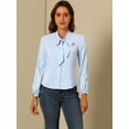 thumbnail image 4 of DARING DIVA Women's Elegant Bow Tie Neck Blouse Chiffon Shirt S Light Blue, 4 of 6