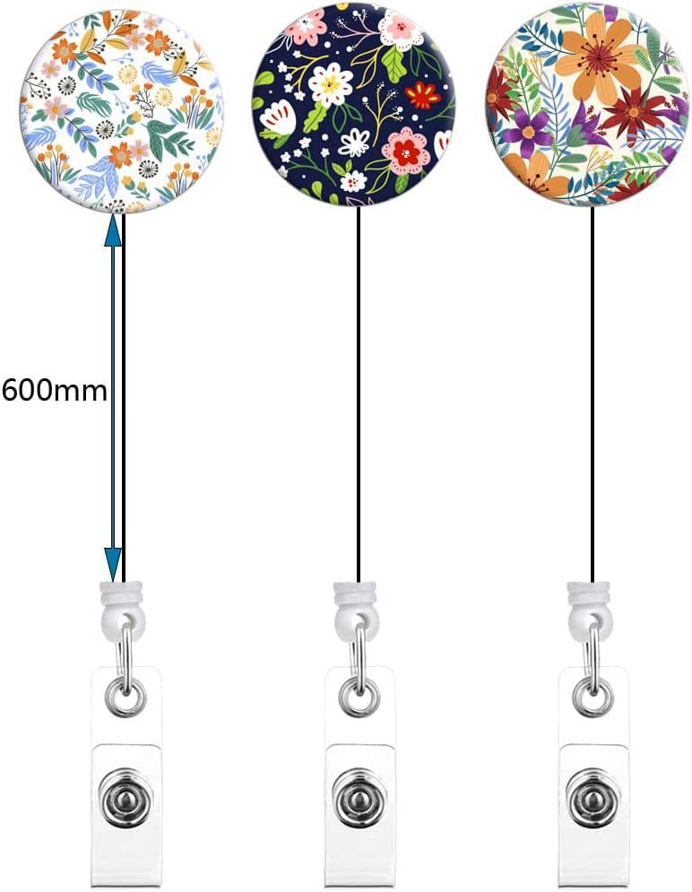 Cute Floral Lanyard with Silicone Beads Retractable Badge Reel