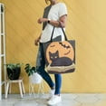 thumbnail image 4 of FORMRS Womens Canvas Tote Bag with Zipper Inner Pocket Shoulder Handbag, Orange Halloween Cat, 4 of 7