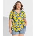 thumbnail image 4 of CASSIE LIZ Plus Size Tops Summer Short Sleeve Lemon Shirts Womens Blouses Cute Ladies V Neck Tee Tunic Dressy Pullover XL 14W 16W, 4 of 6