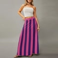 thumbnail image 4 of WTOBBY Women's Casual Leisure Foldable Striped Plaid Print High Waist Skirt with Hidden Pocket, Draped Relaxed Long Maxi Skirt for Travel Packing and Adventures,Purple M, 4 of 5