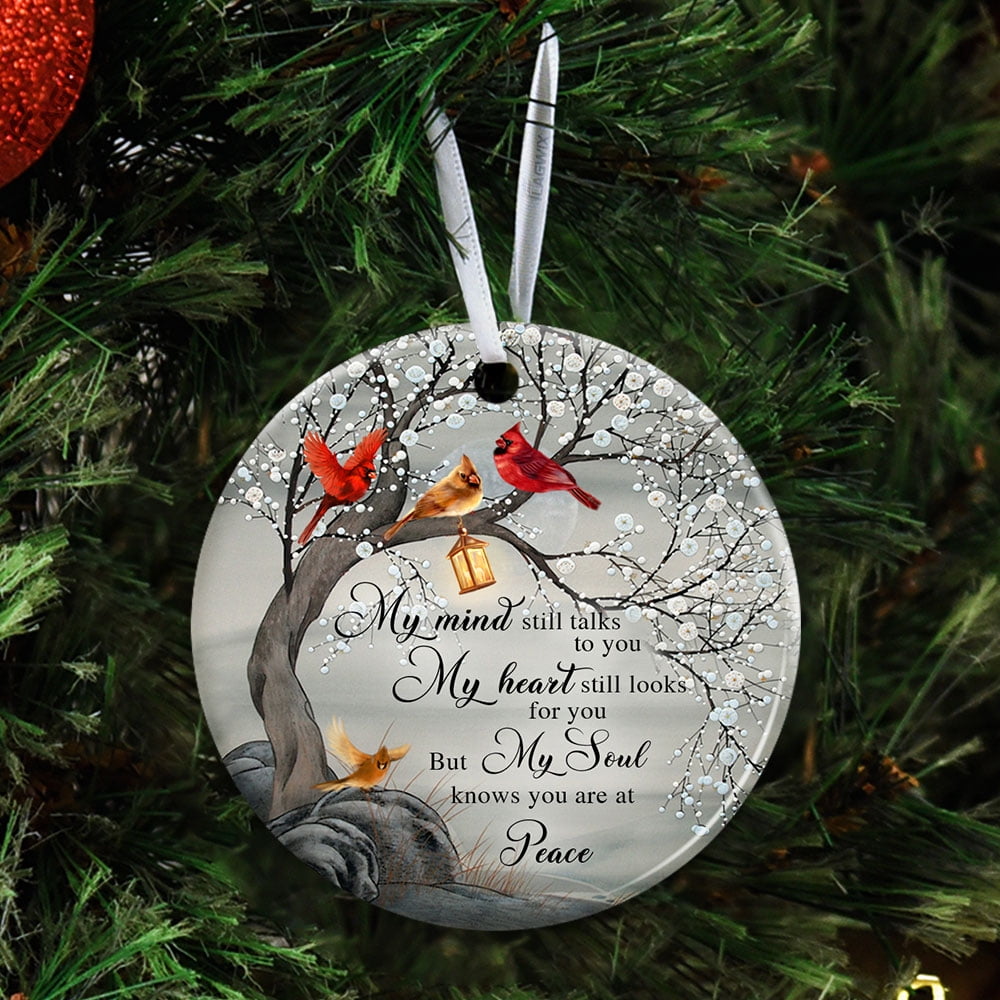 When a Cardinal Appears It's a Visitor from Heaven Ornaments 3 Red Cardinal Christmas Tree Ornaments Decorations Sympathy Gifts for Families Friends Hohomark Memorial Christmas Ornaments
