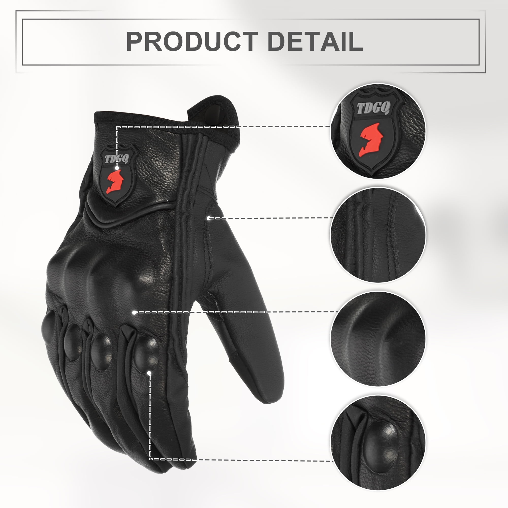 Unique Bargains 1 Pair Riding Gloves Winter Leather Motorcycle Gloves Black XL