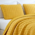 thumbnail image 3 of Chezmoi Collection Wilmer 3-Piece Waffle Quilt Set King Size, Gold, Soft and Cozy Waffle Weave Textured Lightweight Bedspread for All Season Quilt (110x98in) + 2 King Pillow Shams, 3 of 9