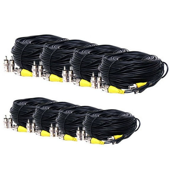 VideoSecu 4x 50ft and 4x 150ft Video Power Cable Security Camera Wire CCTV DVR Cord with Free BNC RCA Adapters b5q
