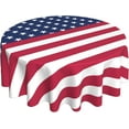 thumbnail image 1 of 4th of July Tablecloth 70 Inch Round Waterproof Rustic Patriotic Table Cloth Fabric Farmhouse American Flag Stripe Tablecloth Decorative for Picnic Party Holiday Home Indoor Outdoor, 1 of 6