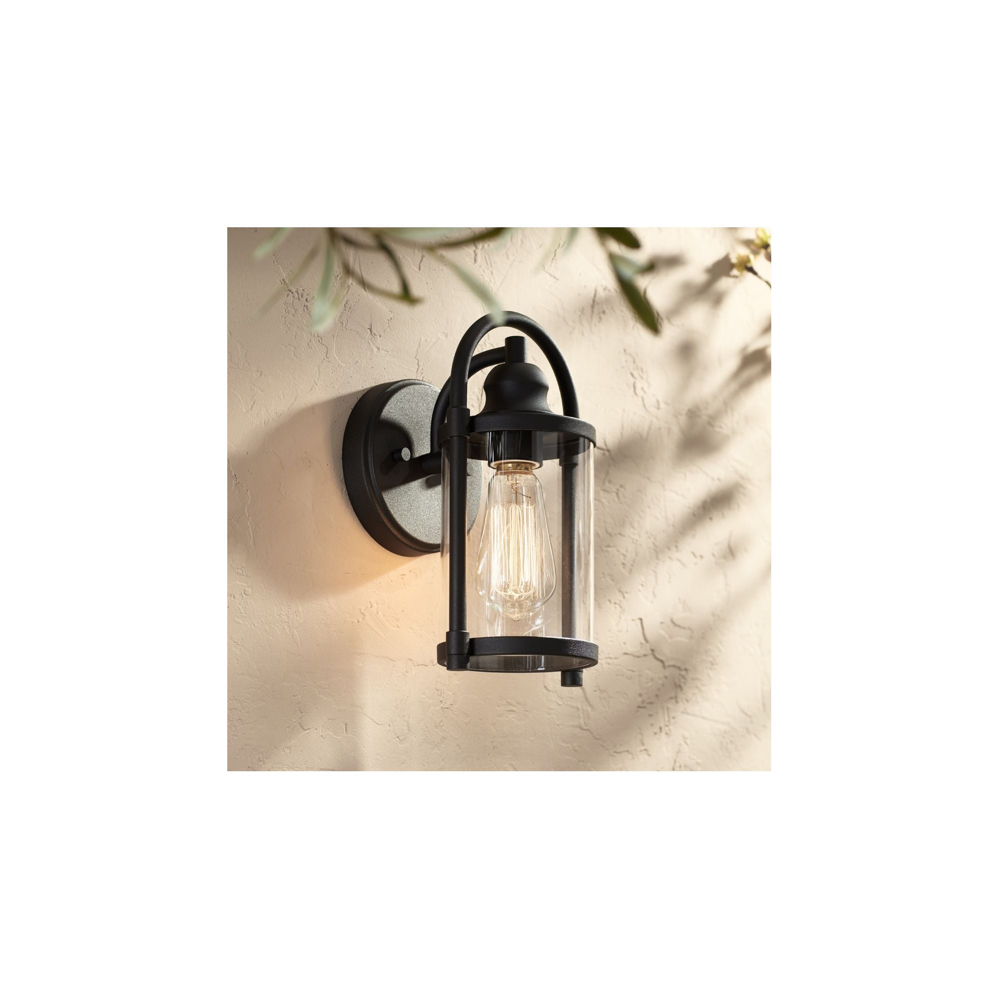 John Timberland Modern Outdoor Wall Light Fixture Black 10 1/4" Cylindrical Glass for Exterior House Porch Patio Deck Entryway