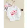 thumbnail image 3 of Bslissey Little Girl Valentine's Day Casual Sweatshirt Long Sleeve Letter Pie Print Crew Neck Hoodie Toddler Loose Pullover Tops Kids Daily Clothes 3T 4T 5T 6T, 3 of 8