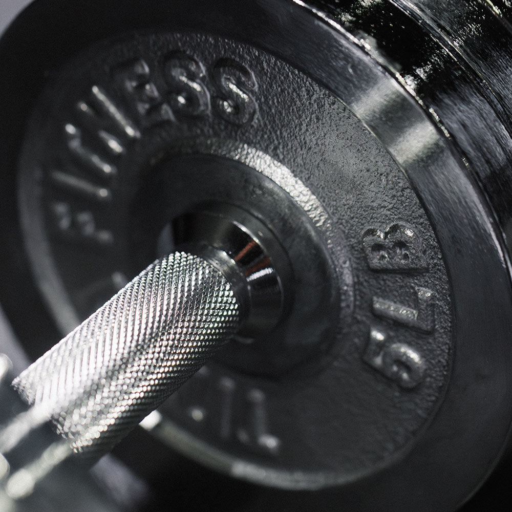 Titan Fitness 105 LB Adjustable Chrome Dumbbell Set, Pair of 52.5 LB Dumbbells, Medium Knurl Grip Handles