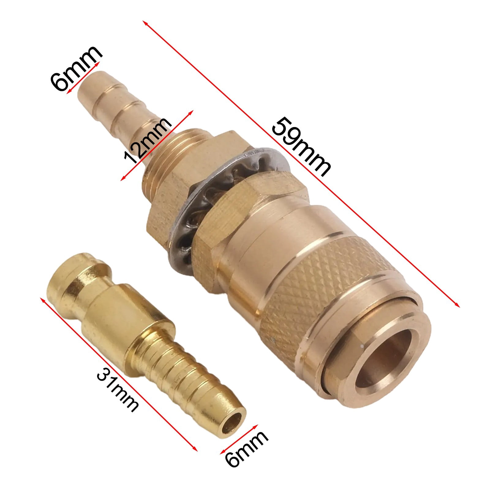 yaaqii Gas & Water Quick Connector for Tube Inner Diameter 6mm with Hose Quick Connect