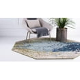 thumbnail image 2 of Unique Loom Tapis Octogonal Abstrait Coloré de la Collection Estrella, 8' x 8', Bleu, 2 of 2
