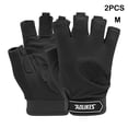 thumbnail image 4 of Guantes de gimnasio de fitness Yuarrent medio dedo levantamiento de pesas almohadilla de palma equipo de culturismo Negro/M, 4 of 6