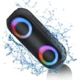 thumbnail image 1 of Altavoces Bluetooth con luz, Bluetooth inalámbrico portátil de 30 W (rango de 100 pies), sonido estéreo fuerte, altavoces de ducha impermeables IPX7, luces rítmicas multicolores RGB, tiempo de reprodu, 1 of 5