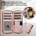 thumbnail image 2 of Crossbody Wallet Case for Samsung Galaxy S24 Ultra with Card Slots Zipper Pocket, Premium PU Leather Chain Lanyard & Wrist Hand Strap Case, Magnetic Clasp Shockproof Flip Kickstand Cover, Rosegold, 2 of 9